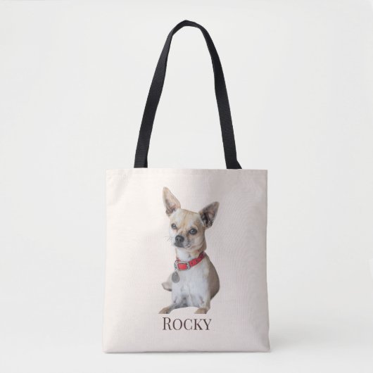 Personalized Dog Photo | Custom Pet Name  Tote Bag (Voorkant)