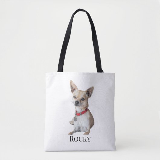 Personalized Dog Photo | Custom Pet Name  Tote Bag (Voorkant)