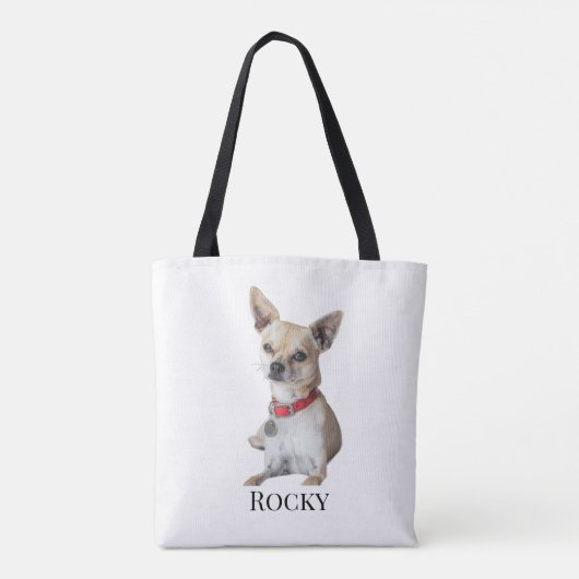 Personalized Dog Photo | Custom Pet Name Tote Bag (Achterkant)