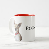 Personalized Dog Photo | Custom Pet Name  Tweekleurige Koffiemok (Voorkant links)