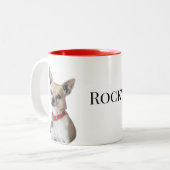 Personalized Dog Photo | Custom Pet Name  Tweekleurige Koffiemok (Voorkant links)
