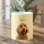 Personalized Dog Photo | Custom Pet Name Yellow Koffiemok<br><div class="desc">Start every day with your favorite pup by your side. This personalized dog photo mug features your dog’s photo and name on a soft neutral beige background, creating a clean, modern, and timeless look that fits beautifully into any home or office. Designed for dog lovers who appreciate minimal aesthetics, this...</div>