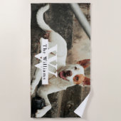 Personalized Dog Photo Family name Strandlaken (Voorkant)
