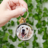 Personalized Dog Photo Love Heart Hi Dad Text Sleutelhanger (Hand)