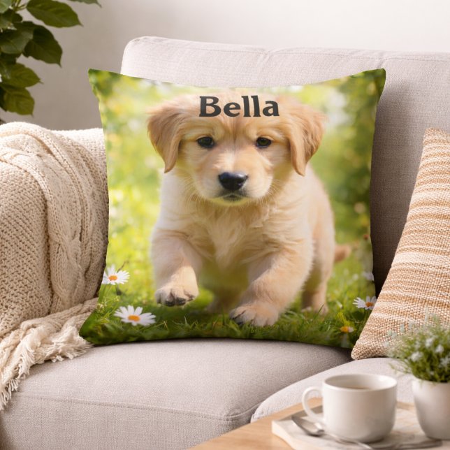 Personalized Dog Photo Pillow With Custom Name Kussen (Creator heeft geüpload)
