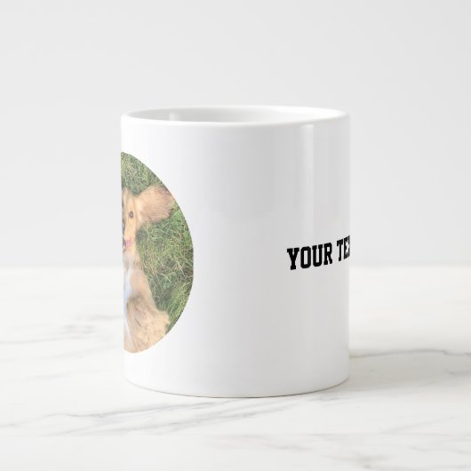 Personalized Dog Photo with Text | Custom Gift Grote Koffiekop (Voorkant)