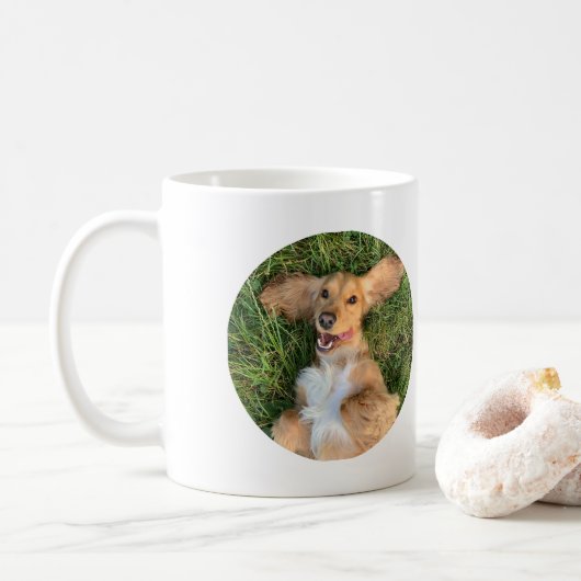 Personalized Dog Photo with Text | Custom Gift Koffiemok (Met donut)