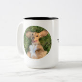 Personalized Dog Photo with Text | Custom Gift Tweekleurige Koffiemok (Voorkant links)