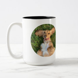 Personalized Dog Photo with Text | Custom Gift Tweekleurige Koffiemok