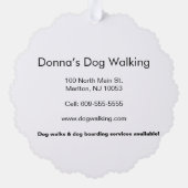 Personalized Dog Walker at Christmas Business Card Ornament Kaart (Achterkant)