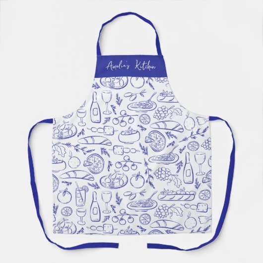 Personalized Dolce Vita Food Pattern Blue Schort (Voorkant)