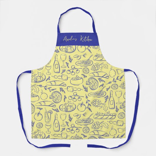 Personalized Dolce Vita Food Pattern Blue Yellow Schort (Voorkant)