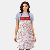 Personalized Dolce Vita Food Pattern Red Schort (Gedragen)