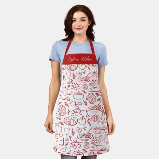 Personalized Dolce Vita Food Pattern Red Schort (Gedragen)