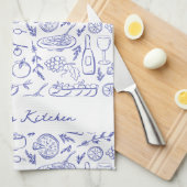 Personalized Dolce Vita Italian Food Drawings Blue Theedoek (Quarter Fold)