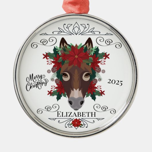 Personalized Donkey Christmas Ornament Keepsake (Voorkant)