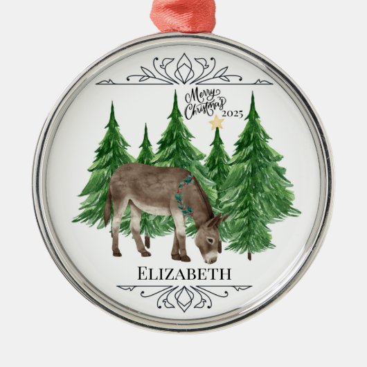 Personalized Donkey Christmas Ornament Keepsake (Voorkant)