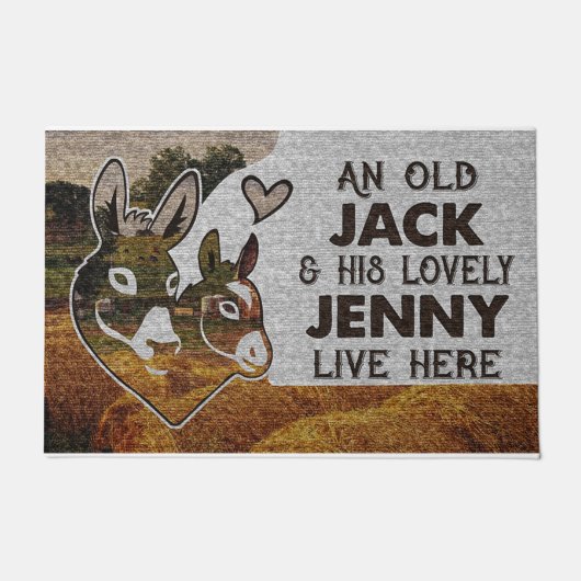 Personalized Donkey Couple Old Jack Lovely Jenny  Deurmat (Voorkant)