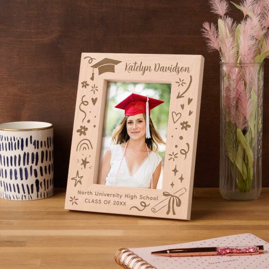 Personalized Doodle Graduation Photo Gegraveerde Lijstjes
