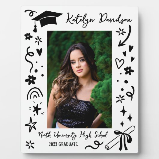 Personalized Doodle Graduation Photo Keepsake Fotoplaat (Voorkant)