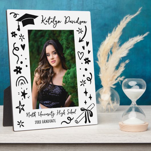 Personalized Doodle Graduation Photo Keepsake Fotoplaat (Zijkant)