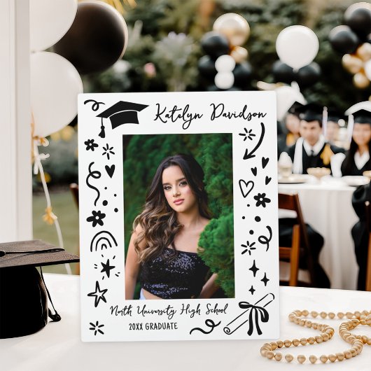 Personalized Doodle Graduation Photo Keepsake Fotoplaat