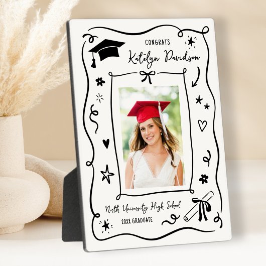 Personalized Doodle Photo Congrats Grad Fotoplaat