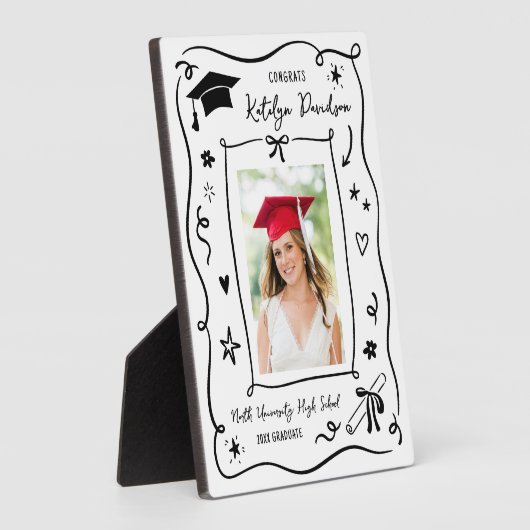 Personalized Doodle Photo Graduation Fotoplaat (Zijkant)