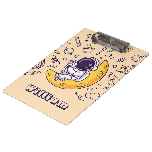 Personalized Doodle Space Planets Back to School Klembord (Gekanteld)