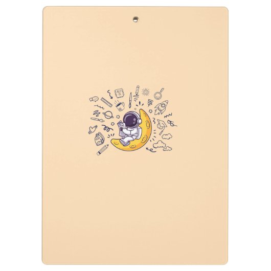 Personalized Doodle Space Planets Back to School Klembord (Achterkant)