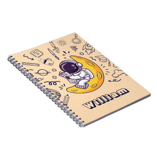 Personalized Doodle Space Planets Back to School Notitieboek (Rechterzijde)