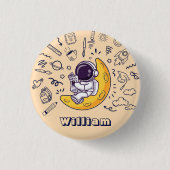 Personalized Doodle Space Planets Back to School Ronde Button 3,2 Cm (Voorkant)