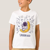 Personalized Doodle Space Planets Back to School T-shirt (Voorkant)