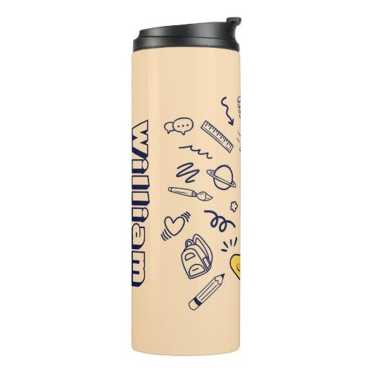 Personalized Doodle Space Planets Back to School Thermosbeker (Gedraaid links)