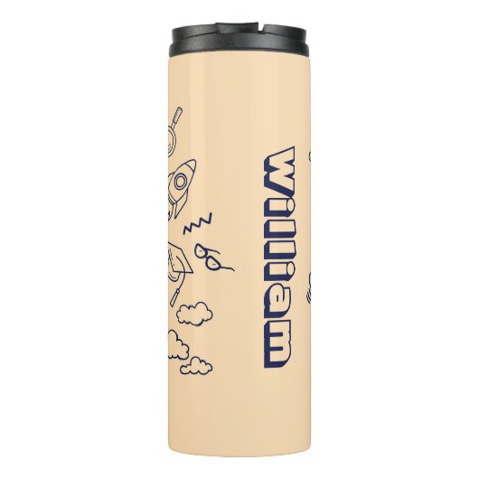 Personalized Doodle Space Planets Back to School Thermosbeker (Achterkant)