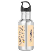 Personalized Doodle Space Planets Back to School Waterfles (Achterkant)