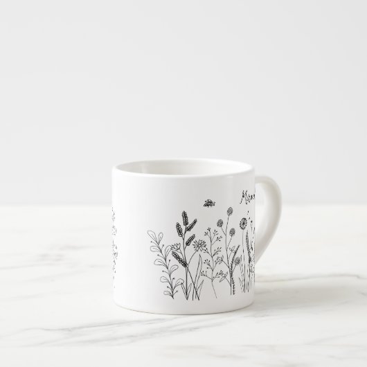 Personalized Doodle Wild Plants Espresso Mug Espresso Kop (Voorkant rechts)