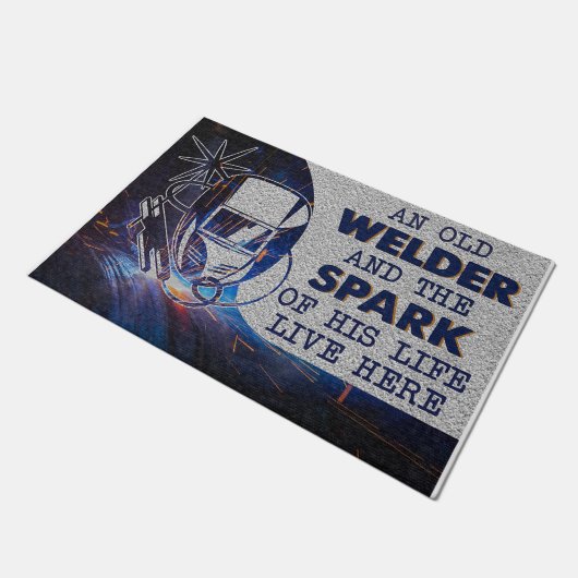 Personalized Doormat, An Old Welder And His Spark Deurmat (Schuin)