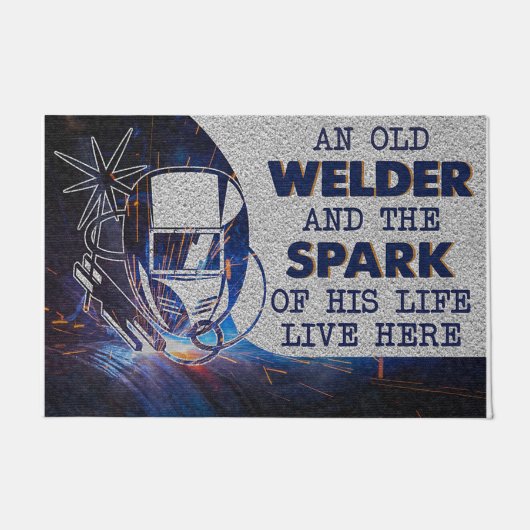 Personalized Doormat, An Old Welder And His Spark Deurmat (Voorkant)