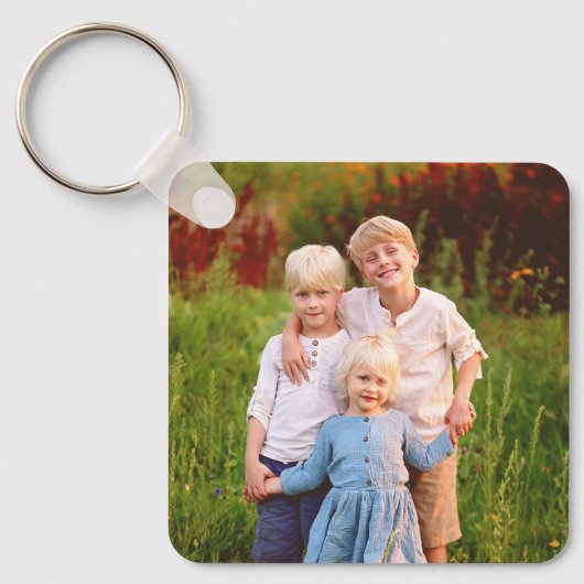Personalized Double Sided 2 Photo of Kids Family Sleutelhanger (Voorkant)