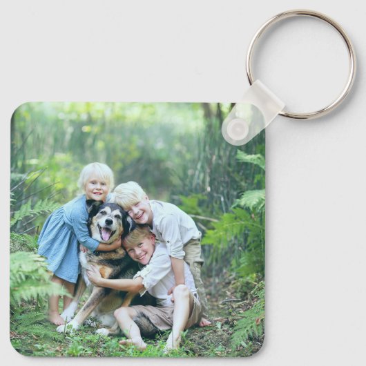 Personalized Double Sided 2 Photo of Kids Family Sleutelhanger (Achterkant)
