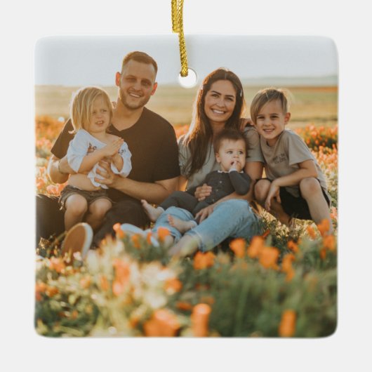 Personalized Double Sided Family Photo Christmas Keramisch Ornament (Voorkant)
