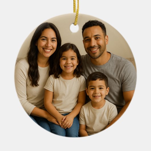 Personalized Double-Sided Family Photo Christmas Keramisch Ornament (Voorkant)