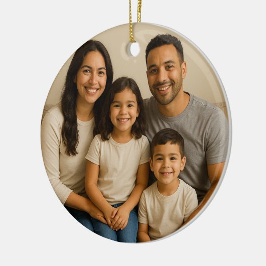 Personalized Double-Sided Family Photo Christmas Keramisch Ornament (Links)