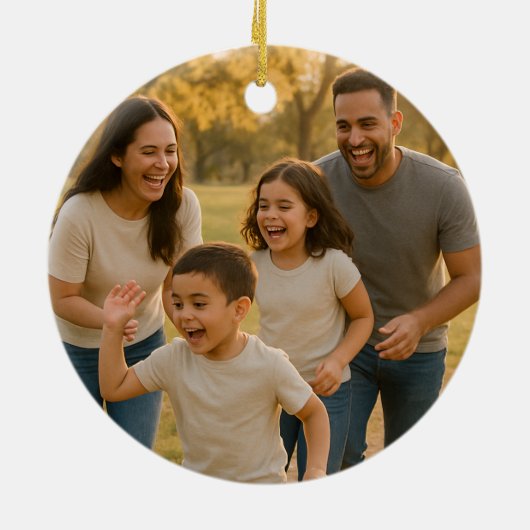 Personalized Double-Sided Family Photo Christmas Keramisch Ornament (Achterkant)