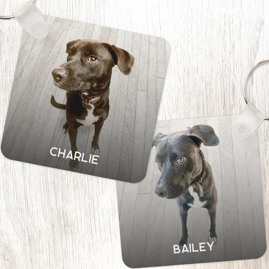 Personalized Double Sided Pet Dog Two Photo Sleutelhanger
