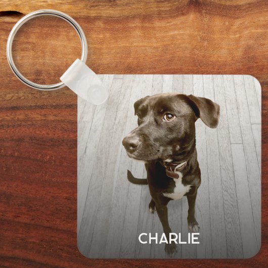 Personalized Double Sided Pet Dog Two Photo Sleutelhanger (Voorkant)