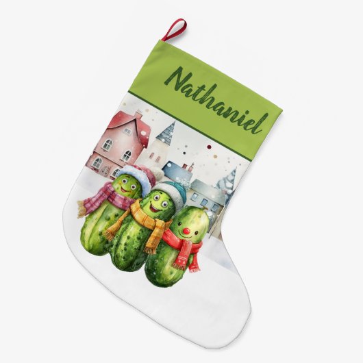 Personalized  Double Sided Pickle Grote Kerstsok (Voorkant (Hangend))