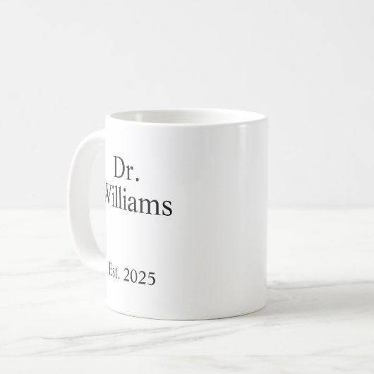 Personalized Dr Coffee Mug, name Ceramic Mug E Koffiemok (Voorkant links)