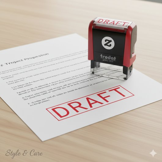 Personalized DRAFT Label Self Inking Stamp Design Zelfinktende Stempel